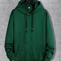 GAR BETHE Hair Mold-hoodies For Men, Solid Color Hoodie, Men's Casual Pullover Hooded Sweatshirt With Kangaroo Pocket For Spring Fall, As Gifts Blue-S(36) Green And Black Outfits Men, Green Hoodie Outfit Men, Mens Green Hoodie, Hoodies Green, Mens Closet, Solid Hoodie, Men Hoodies, Basic Hoodie, Men Stylish Dress