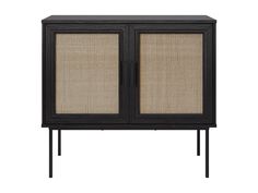 Black accent dining cabinet with sleek design, featuring gold handles and ample storage space. Lattice Door, Dining Cabinet, Patio Storage, Patio Bar Set, Patio Swing, Cabinet Accessories, Mattress Box Springs, Patio Sectional, Replacement Cushions