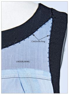 the details of a sewing project showing how to sew an undershirt on a dress