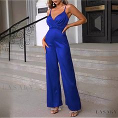 Lasaky - High-Waisted Sensual Halter Neck Wide Leg Jumpsuit High Waist Solid Color Jumpsuit For Night Out, Casual Evening High Waist Jumpsuits And Rompers, Casual High Waist Jumpsuits And Rompers For Evening, Elegant High-waist Non-stretch Jumpsuits And Rompers, Elegant High Waist Jumpsuits And Rompers In Solid Color, Casual High Waist Jumpsuits And Rompers For Party, Casual High-waist Jumpsuits And Rompers For Party, Fitness Activewear, Wide Leg Jumpsuit