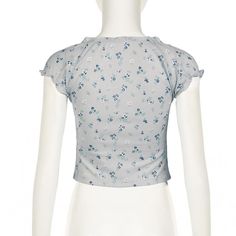 Please refer to our sizing chart for a guideline when choosing a size. 5 business days order processing time. 90% polyester 10% elastane Gray Printed Summer Top, Trendy Non-stretch Printed Tops, Patterned Fitted Tops With Ruffles, Fitted Patterned Tops With Ruffles, Fitted Patterned Top With Ruffles, Non-stretch Graphic Print Tops For Spring, Gray Floral Print Tops For Summer, Gray Floral Print Summer Tops, Summer Gray Floral Print Tops