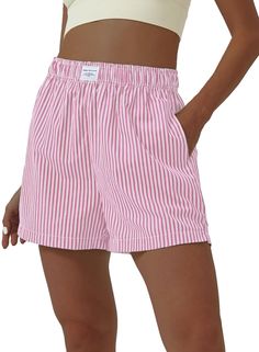 PRICES MAY VARY. Women shorts designed: The casual shorts features elastic high waisted, straight leg, striped print, front letter patched, 2 side pockets, thigh length This womens shorts 3.5 inch inseam bermuda shorts for women feature a mini length, Y2K style shorts, high waisted shorts, casual style This womens striped shorts made of superior soft fabric, has no stretch, lightweight, non-shrink, breathable, skin-friendly and comfortable to wear and easy to put on and take off This is a versat Street Shopping, Shorts High Waisted, Women Shorts, Daily Walk, Style Shorts, Travel Party, Shorts Casual, Shopping Travel, Designer Shorts