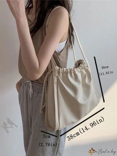 Bird in Bag - Canvas Tote Bag Rectangular Solid Color Bucket Bag For School, Versatile Portable Beige Bag, Versatile Beige Pouch Bag, Rectangular Beige Bucket Bag For School, Beige Satchel Pouch For School, Beige School Satchel, Beige Hobo Bag With Removable Pouch For School, Beige Bucket Bag For School, Large Capacity Versatile Bucket Bag For School