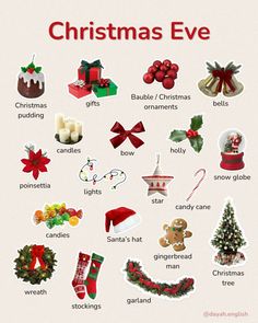 the christmas eve poster has many different things on it