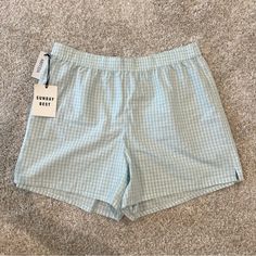 - Never Worn - Super Comfy And Soft - Stretchy Band - Eva 5” - 100% Cotton - Small Little Slits On Side Of Shorts! Gingham Pajama Shorts For Loungewear, Spring Gingham Shorts For Loungewear, Gingham Pajama Shorts With Elastic Waistband, Plaid Boxer Shorts, Plaid Boxers, Blue And White Gingham, Boxer Shorts, Gingham, Blue And White