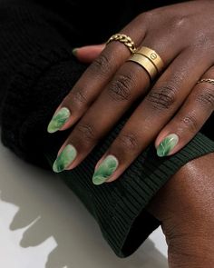 Aesthetic Nails Green, Milk Bath Nails, Bath Nails, Coachella Nails, Jade Nails, 20 Aesthetic, Green Nail Art, Latest Obsession, Green Nail Designs