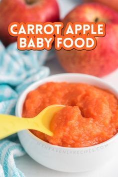 carrot apple baby food in a white bowl