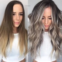 Brunette Silver Balayage Ash Blonde, Cool Blonde Brunette Balayage, Cool Brown Blonde Balayage, Dark And Blonde Balayage, Ash Bayalage Hair, Spring Hair Color Ideas For Brunettes With Blonde, Ash Hair With Highlights, Icy Balayage Brunettes, Icy Brunette Balayage