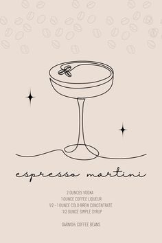 a drawing of a cocktail glass with coffee beans in it and the words capresa mata