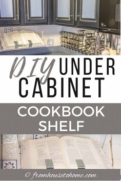 DIY Under Cabinet Cookbook or iPad Shelf | Kitchen Decor and Storage Ideas Cookbook Holder, Cook Book Stand, Space Saving Kitchen