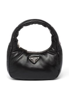 Prada Padded Nappa Leather Mini Bag - Farfetch Prada Nappa Bag, Designer Mini Bags, Mini Prada Bag, Prada Black Bag, Black Prada Bag, Prada Mini Bag, Mini Bag Black, Mini Hobo Bag, Black Mini Bag