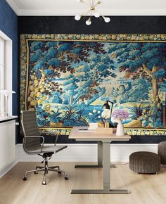 Modern living room with sleek furniture, stylish accessories, and contemporary design elements Tapestry Woven, Medieval Tapestry, Modern Ideas, Sleek Furniture, Woodland Scene, Romantic Bedroom, Us Country, Bedroom Refresh, Exotic Birds