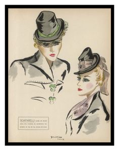 two women in hats are standing next to each other, one is wearing a green hat