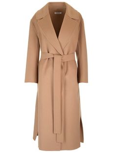 "Livia" 3/4 length coat with belt from 'S Max Mara, made of virgin wool cloth, with lapel collar, matching belt closure, side vents. Max Mara Coat, Versace Designer, Coat With Belt, Coat For Women, Cool Socks, Shirt Skirt, Square Scarf, Max Mara, Lapel Collar