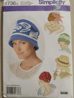 Cloche Hat Pattern, Vintage Style Hat, Fleece Hats, Hat Patterns To Sew, Retro Hats, Simplicity Sewing, Couture Vintage, Simplicity Sewing Patterns, Sewing Pattern Sizes