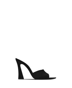 Saint Laurent - Suite Heeled Mule Sandals in Crepe Satin Chic Evening Sandals With 4-inch Heel, Cocktail Mules With Sculpted Open Heel, Modern Mules With Wrapped Heel For Cocktails, Chic Cocktail Mules With Sculpted Heel, Modern Mules With Wrapped Heel For Cocktail, Modern Cocktail Mules With Wrapped Heel, Cocktail Mules With Sculpted Heel And Single Toe Strap, Modern High Heel Sandals For Cocktail, Elegant Block Heel Mules