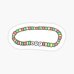 a colorful beaded bracelet sticker on a white background with the word beads in different colors