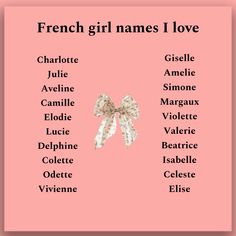 #names #french #girlnames French Names Female, French Nicknames, French Girl Names, List Of Girls Names, French Names, Name List, Book Writing, Book Writing Tips, Character Names