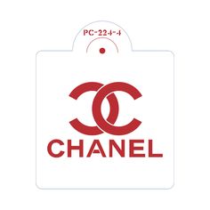 the logo for chanel is shown in red and white on a white card holder