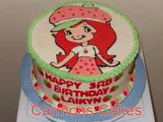 Buttercream Strawberry Shortcake Themed Cake Strawberry Shortcake Theme Cake, Strawberry Shortcake Theme, Strawberry Shortcake Birthday, Cake Simple, Themed Birthday Cakes, Theme Cake, Bday Ideas