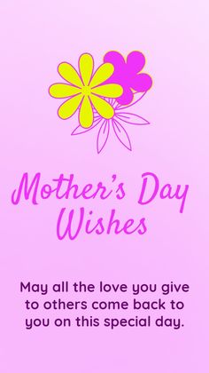 a mothers day card with flowers on the front and bottom, says,'mother's day wishes may all the love you give to others come back to you on this special day