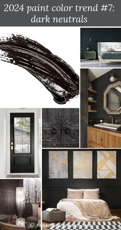 collage of dark neutral items representing 2024 paint color trends Texas Airbnb, Dunn Edwards Colors, Mom Bedroom, Peach Shades, Paint Color Trends, Top Paint Colors, Most Popular Paint Colors, Blue Gray Paint Colors, Condo Renovation