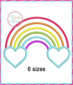 rainbows and hearts machine embroidery design