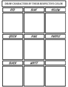 the character sheet for draw characters by their respective color, and how to use them