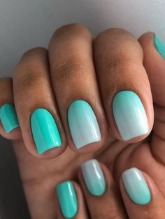 Turquoise Sns Nails, Ombre Beach Nails Summer, Sns Nails Colors Summer Short, Aqua Blue Nails Turquoise, Summer Nails 2023 Teal, Cute Sns Nail Ideas For Spring, Teal Ombre Nails Short, Teal Summer Nails Turquoise, Turquoise Beach Nails