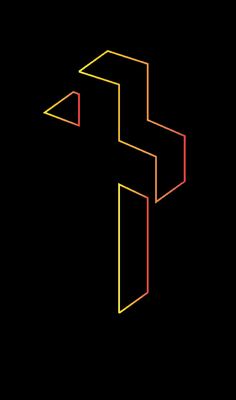 the letter s is made up of lines and shapes in red, yellow, and blue