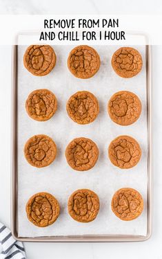 a pan filled with cookies on top of a counter