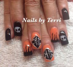 Harley Davidson Nails Ideas, Harley Nails, Saggy Neck, Infinity Nails, Skull Nails, Nail Stamp, Pink Glitter Nails, Nail Stamper, Lovely Nails