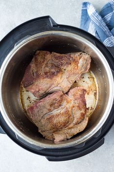 two pieces of meat in an instant pot