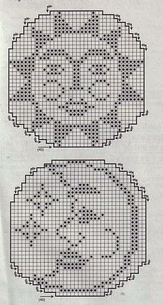 two cross stitch patterns, one with circles and the other with dots on it's sides