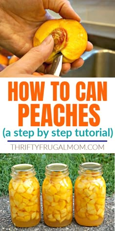 how to can peaches in jars with text overlay