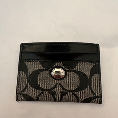 Coach New Without Tags Card Holder Black And Grey Logo Coach Card Holder, Coach Bags, Black Gray, Wallets, Black And Grey, Card Holder, Bag Lady, Wallet, Tags