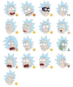 the faces of cartoon characters with different facial expressions