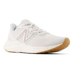 These versatile Fresh Foam Arishi v4 women's shoes from New Balance blend engineered cushioning with athletic style. A suede and textured mesh upper along with a textured logo and embroidered detailing create an elevated everyday look you can wear anywhere. A lightweight Fresh Foam midsole, breathable mesh upper, and durable rubber outsole make sure you arrive in comfort. Click this FOOTWEAR GUIDE to find the perfect fit and more! SHOE FEATURES Fresh Foam midsole cushioning is precision engineer Cute Pumps, New Balance White, New Balance Fresh Foam, Athletic Style, New Balance Women, Fall Accessories, Gym Shoes, New Balance Shoes, School Shoes