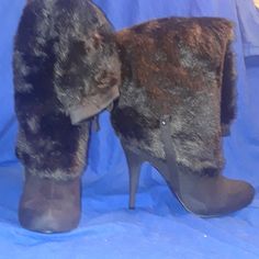 Heel Height: High (3-3.9 In) Occasion: Casual Size: 35-47 Pattern: Solid Style: Bootie Season: Winter Upper Material: Faux Fur Type: Boot Country/Region Of Manufacture: China Vintage: No Department: Women Season Winter, Stiletto Heel, Shoes Heels Boots, Winter Boots, Knee High Boots, Bootie, Shoes Women Heels, Knee High, Heeled Boots