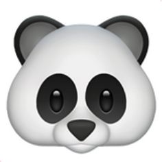 a panda face with black and white eyes