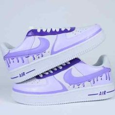 ad eBay - Air Force 1 Custom Hand Painted Shoes Retro Lilac & Purple Drip Swooshes Cartoon - Buy Now, click the link (eBay) Air Force 1s, Air Force 1 Custom, Custom Air Force 1, Custom Nike, Hand Painted Shoes, Custom Nikes, Air Force 1 Low, Custom Sneakers, Painted Shoes