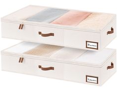 two storage boxes with ties on each drawer