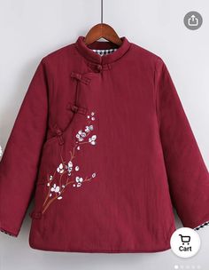 Cold Weather Jackets, Chinese Flower, Tang Suit, Cotton Coat, Cheongsam, Girly Girl, Chinese Style, Cute Fashion, Cold Weather