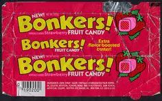 two boxes of bonkers fruit candy are shown in this undated photograph, with the box's wrapper removed