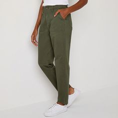 You'll want to keep your jeans in the closet once you pull on this women's pair of ankle-length pants from St. John's Bay. They are made from stretch-cotton twill with a button-zip fly, a back elastic-waistband, utility-style pocketing, and straight-legs. Pair it with a t-shirt and sneakers.Front Style: Flat FrontFeatures: Fly Front, Stretch FabricClosure Type: Button & ZipperFit: Regular FitPockets: 2 Front Slip Pockets, 2 Back Slip PocketsRise: Mid RiseFiber Content: 98% Cotton, 2% SpandexFabr Cotton Mom Fit Pants For Workwear, Workwear Mom Fit Pants With Pockets, Cotton Mom Fit Pants With Tapered Leg, Mom Fit Workwear Pants With Pockets, Cotton Mom Fit Tapered Pants, Mom Fit Pants With Pockets For Work, Spring Cropped Leg Chinos With Pockets, Everyday Mom Fit Cropped Leg Pants, Fall Straight Leg Capris With Pockets