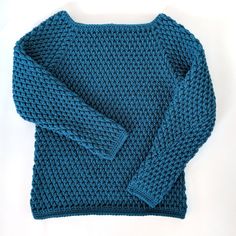 a blue knitted sweater on a white background with clipping to the left side