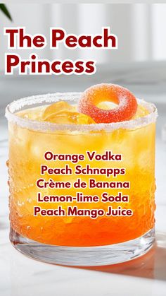 The Peach Princess Cocktail Princess Drinks, Summer Vodka Cocktails, Peach Vodka, Peach Cocktail, Orange Vodka