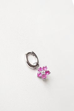 Pink Piercing Setfuchsia Flower Earringspink Stud Silver - Etsy Turkey Pink Round Earrings With Flower Charm, Pink Flower Shaped Pierced Earrings, Pink Dangle Earrings With Flower Charm, Elegant Pink Cartilage Earrings For Gift, Elegant Pink Cartilage Earrings As Gift, Dainty Pink Flower Earrings, Dainty Pink Flower-shaped Earrings, Pink Jewelry For Gifts, Pierced Ears, Pink Flower Shaped Single Earring