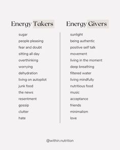 Energy Takers, Energy Givers, Energy Tips, Practicing Self Love, Self Confidence Tips, Positive Self Talk, Spiritual Gangster, Self Talk, Self Care Activities