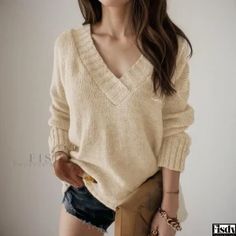 Fisdy – Stylish Solid Color Sweater with Collar, Long Sleeves, and Pullover Knitted Top – Fisdy Fashion Boutique Sweater With Collar, Solid Color Sweater, Color Sweater, Knitted Top, Collar Sweater, Knitted Pullover Sweaters, Sleeve Detail, Knitted Pullover, Types Of Collars